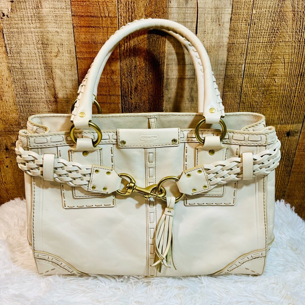 Coach Hampton Braid Ivory Tote